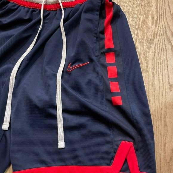 Nike- Men's Blue/Orange Elite Stripe DRI-FIT Basketball Shorts - Picture 2 of 5